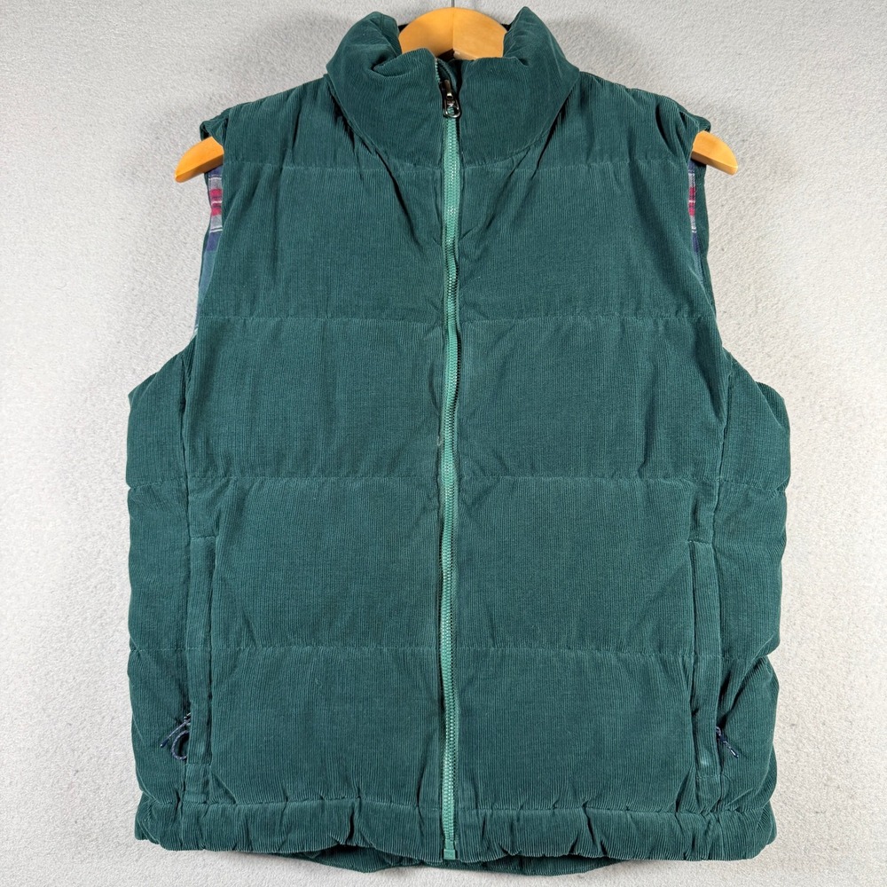 Vineyard Vines Performance Mens XS Green Corduroy Plaid Lined Puffer Vest
